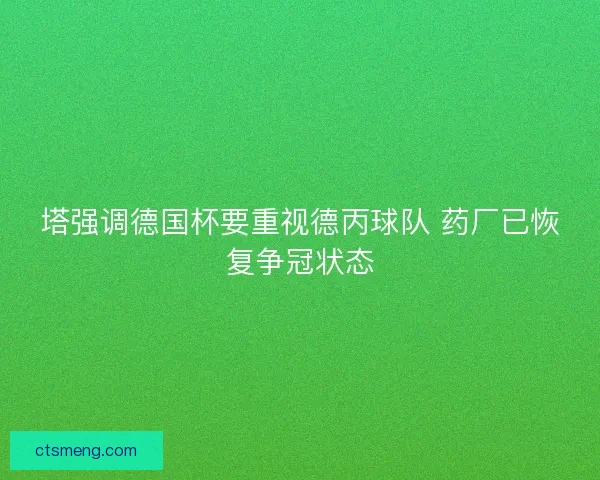 塔强调德国杯要重视德丙球队 药厂已恢复争冠状态