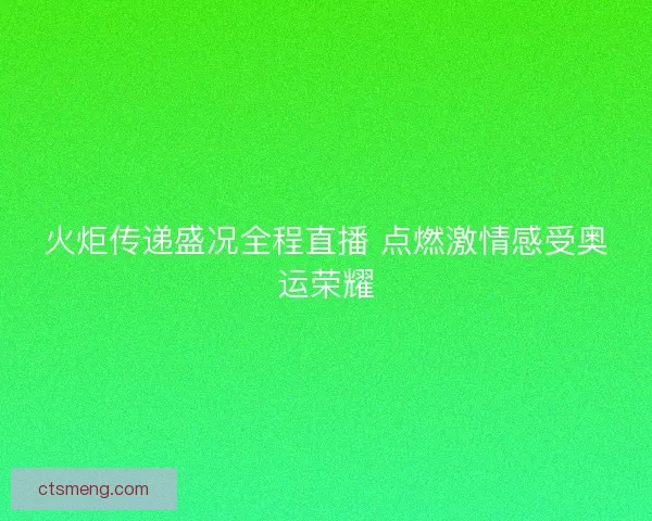 火炬传递盛况全程直播 点燃激情感受奥运荣耀