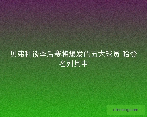贝弗利谈季后赛将爆发的五大球员 哈登名列其中