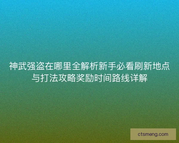 神武强盗在哪里全解析新手必看刷新地点与打法攻略奖励时间路线详解