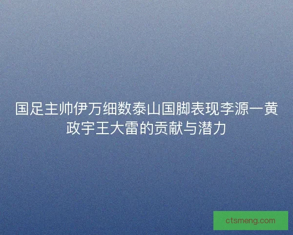 国足主帅伊万细数泰山国脚表现李源一黄政宇王大雷的贡献与潜力